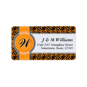Monogram Ribbon Earthy Tribal Batik Address Labels