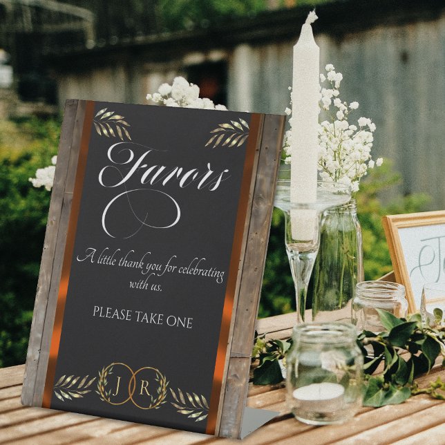 Monogram & Ribbon Favours - Copper Pedestal Sign (Creator Uploaded)