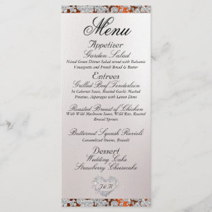 Monogram, Ribbon & Glitter - Copper Wedding Menu