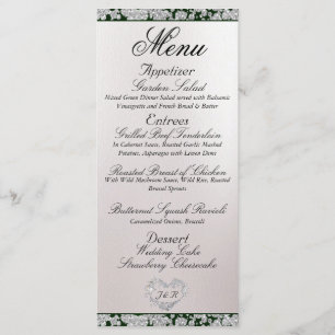 Monogram, Ribbon & Glitter - Emerald Wedding Menu