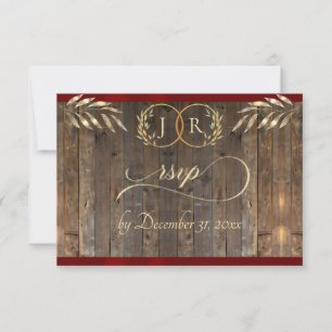 Monogram & Ribbon - Red RSVP Card