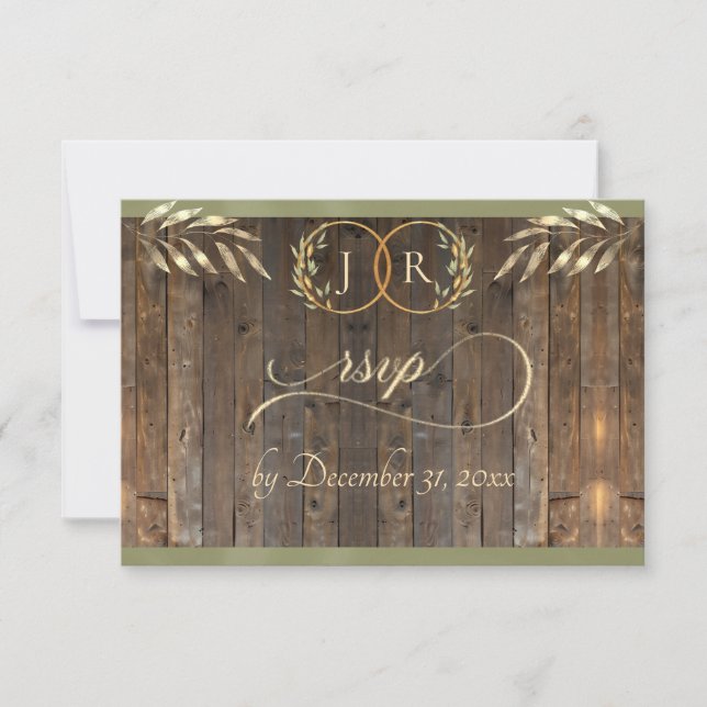 Monogram & Ribbon - Ssge RSVP Card (Front)