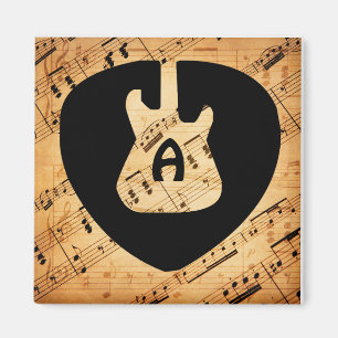 Monogram Rock and Roll Guitar Sound Wave Vintage Magnet
