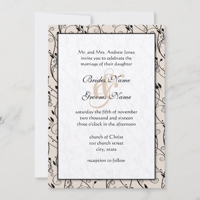 Monogram Romantic Blush Coral Pink  Wedding  Invitation (Front)