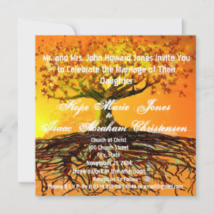 Monogram Roots of Love Square Wedding Invitation