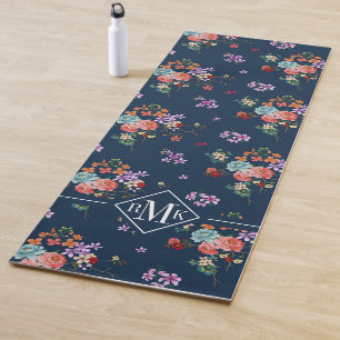 Monogram   Rose Bouquet Floral Pattern Yoga Mat