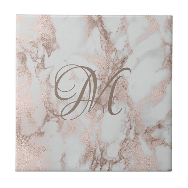 Monogram Rose Gold Ceramic Tile (Front)