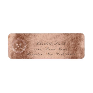 Monogram Rose Gold Copper Wreath Royal RSVP