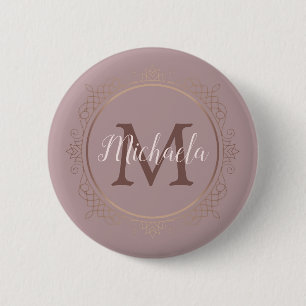 Monogram Rose Gold Elegant Modern Template 6 Cm Round Badge