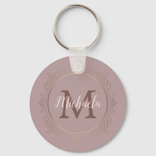 Monogram Rose Gold Elegant Modern Template Key Ring