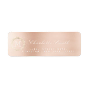 Monogram  Rose Gold Elegant Return Address Labels