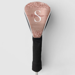 Monogram Rose Gold Faux-Glitter Girly Glam Golf Head Cover