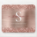 Monogram Rose Gold Faux-Glitter Girly Glam Mouse Mat<br><div class="desc">This elegant mouse pad features rose gold brushed metal background with sparkling Faux-Glitter borders. Add your name and initial for a personal touch. Perfect for being stylish and organized.</div>