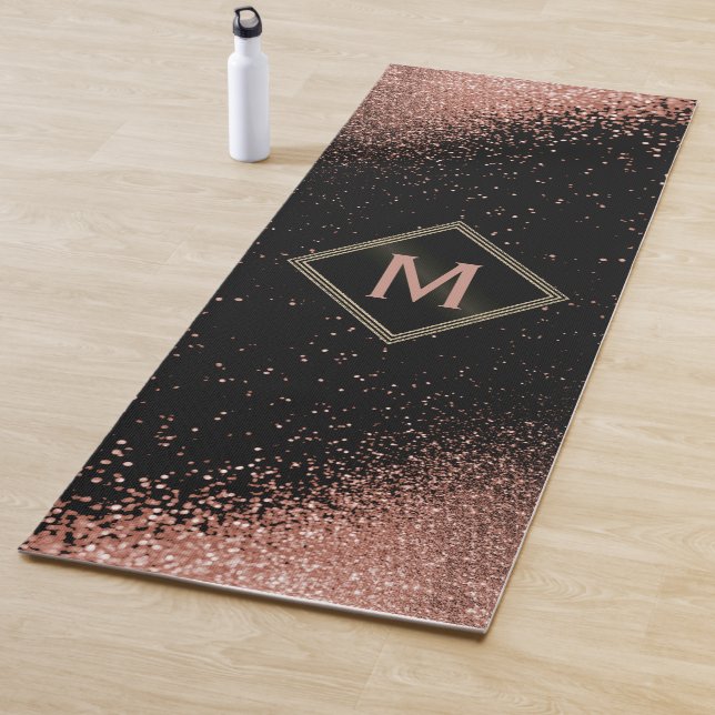 Monogram Rose Gold Faux Glitter   Yoga Mat (In Situ)