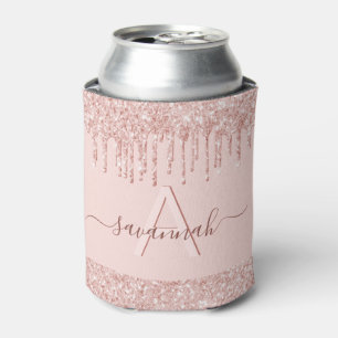 Monogram rose gold glitter bachelorette party can cooler