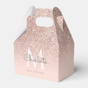 Monogram Rose Gold Glitter Blush Pink Favour Box