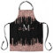 Monogram Rose Gold Glitter Drip Black Name Apron