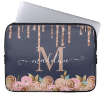 Monogram Rose Gold Glitter Drip Girly Glam