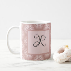 Monogram Rose Gold Glitter Geometric Pattern  Coffee Mug