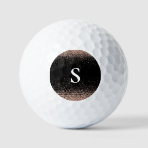 Monogram Rose Gold Glitter Golf Balls