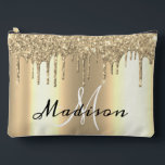 Monogram Rose Gold Glitter Look Drips Girly  Accessory Pouch<br><div class="desc">This design may be personalised in the area provided by changing the photo and/or text. Or it can be customised by clicking Personalise this Template and then choosing the click to customise further option and delete or change the colour of the background, add text, change the text colour or style,...</div>