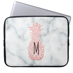 monogram rose gold glitter pineapple laptop sleeve