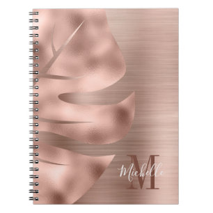 Monogram Rose Gold Leaf Notebook
