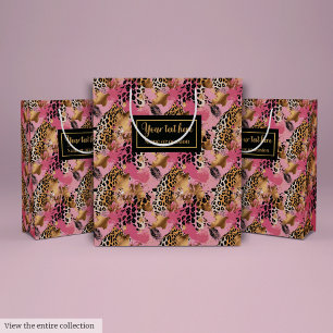 Monogram rose gold leopard skin watercolor bag