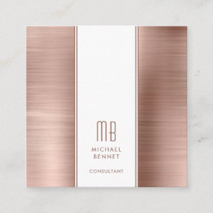 Monogram Rose Gold Metallic Foil Consultant Square Business Card