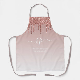 Monogram Rose Gold Metallic Glitter Professional Apron