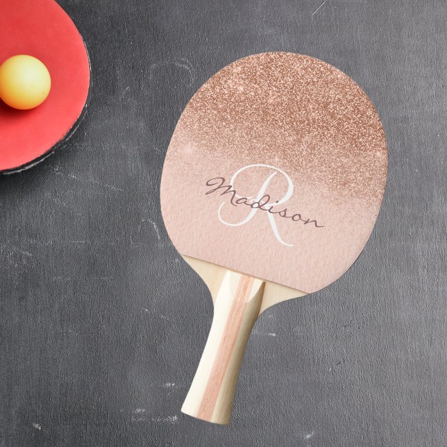 Monogram Rose Gold Ombre Pretty Ping Pong Paddle (Creator Uploaded)