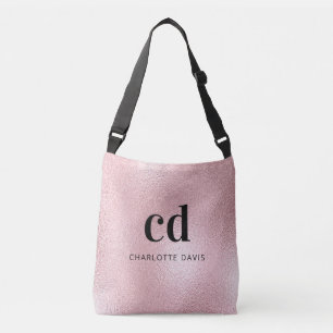 Monogram rose gold pink name elegant modern crossbody bag