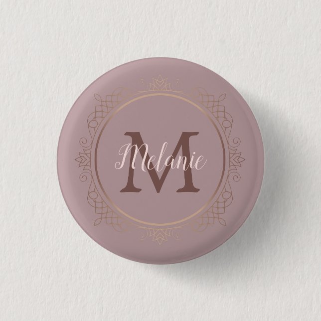 Monogram Rose Gold Template Elegant Modern 3 Cm Round Badge (Front)
