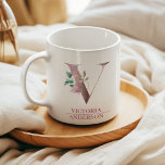 Monogram Rose Gold Watercolor Flower Letter V Coffee Mug<br><div class="desc">Monogram Rose Gold Watercolor Flower Letter V</div>