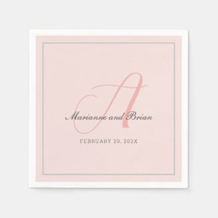 Monogram Rose Pink, Blush, and Dove Grey Napkin