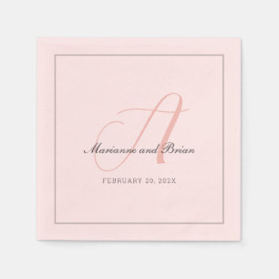 Monogram Rose Pink, Blush, and Dove Grey Napkin