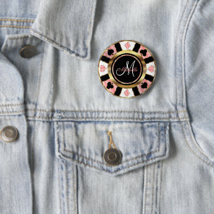 Monogram  Rose Poker Chip Design 6 Cm Round Badge