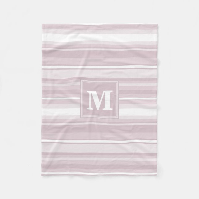 Monogram rose quartz stripes fleece blanket (Front)