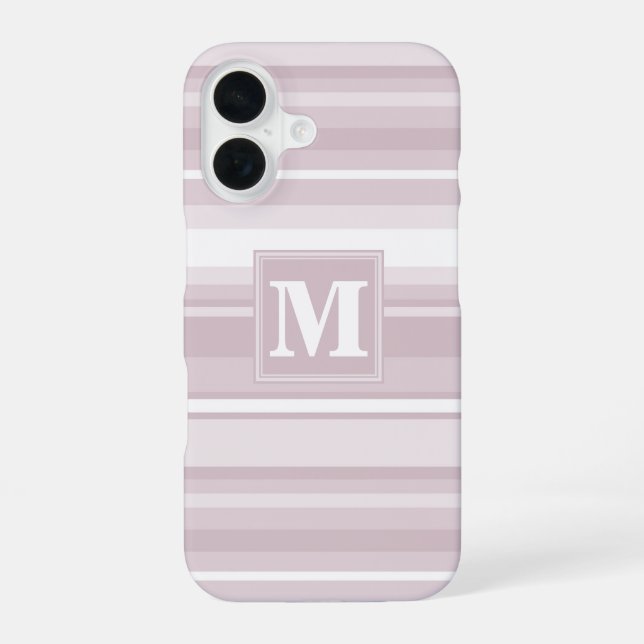 Monogram rose quartz stripes iPhone 16 case (Back)