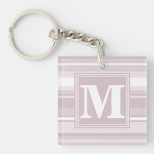 Monogram rose quartz stripes key ring