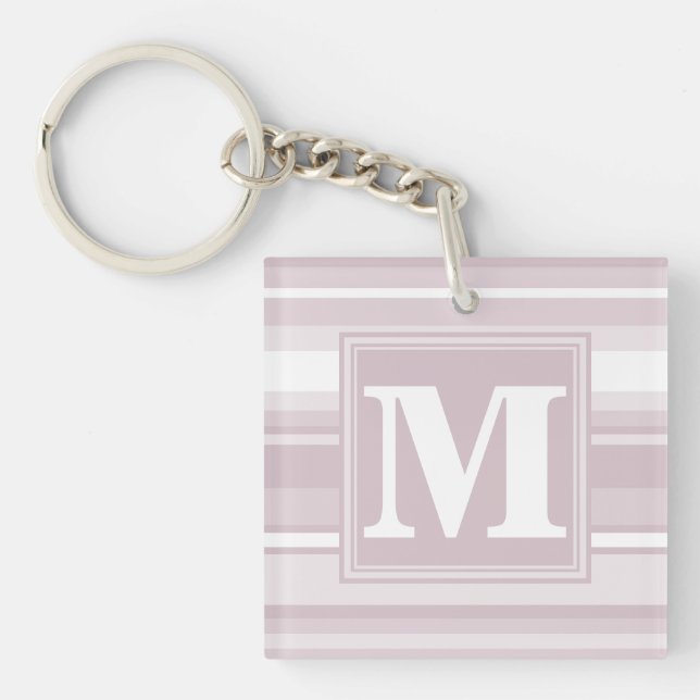 Monogram rose quartz stripes key ring (Front)
