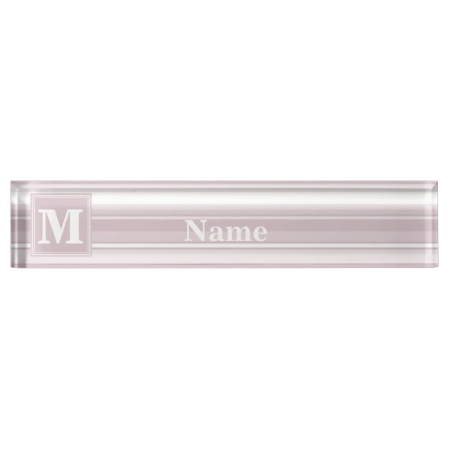 Monogram rose quartz stripes nameplate (Front)