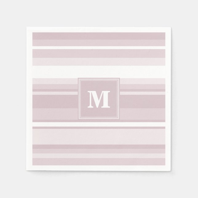 Monogram rose quartz stripes napkin (Front)