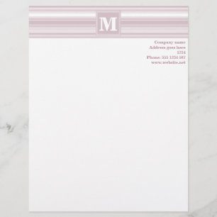 Monogram rose quartz stripes personalized letterhead