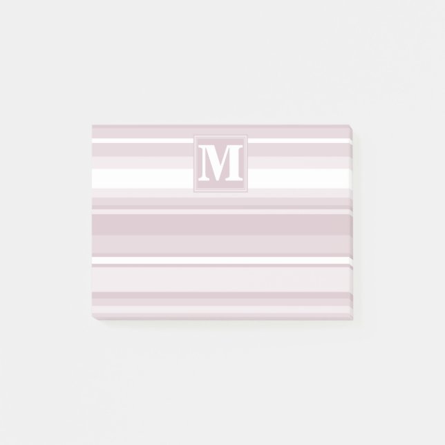 Monogram rose quartz stripes post-it notes (Front)