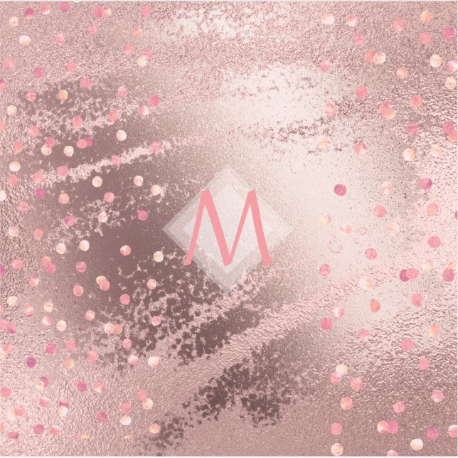 Monogram ROSEGOLD Metallic Foil Confetti Look (Front)