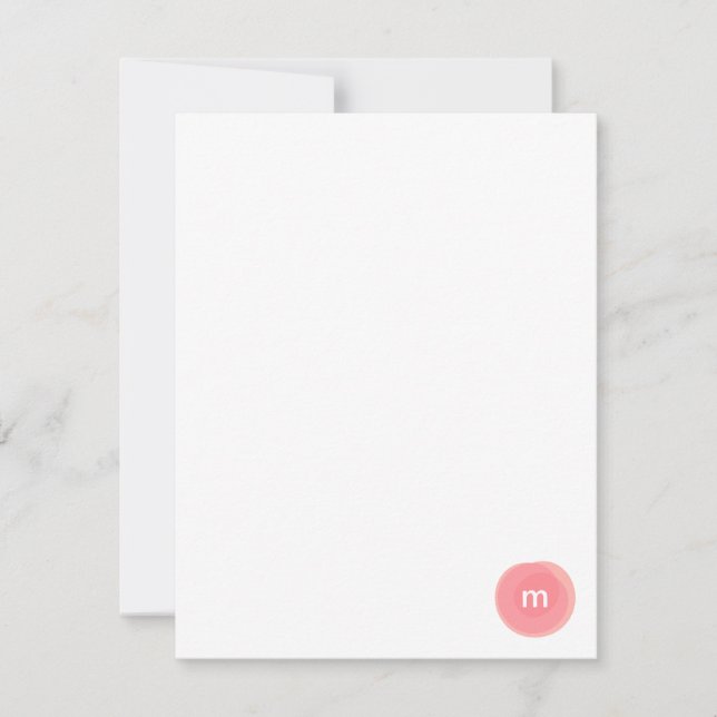 Monogram Round Seal in Coral and Pink Card (Front)