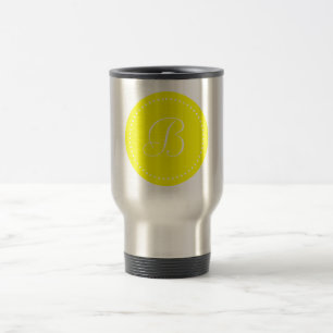 Monogram Round Yellow/White Dot Travel Mug