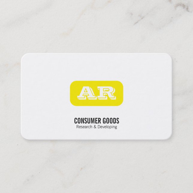 Monogram Rounded Background (yellow) Business Card (Front)
