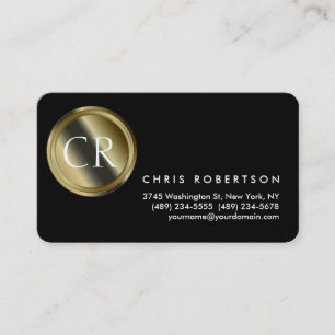 Monogram Rounded Corner Black White Business Card